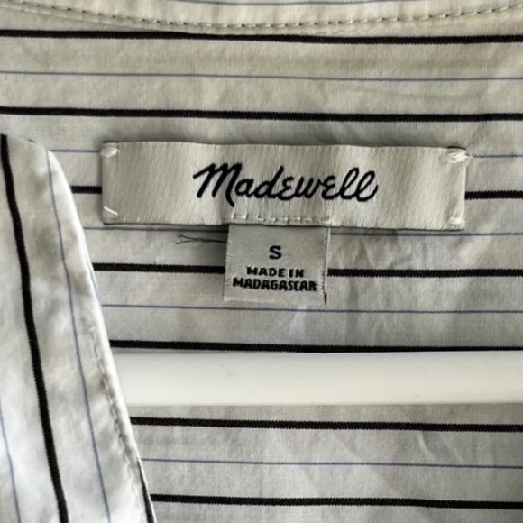 Madewell Striped Short Sleeve Button Back Popover Shirt, Women's Small - Picture 2 of 7